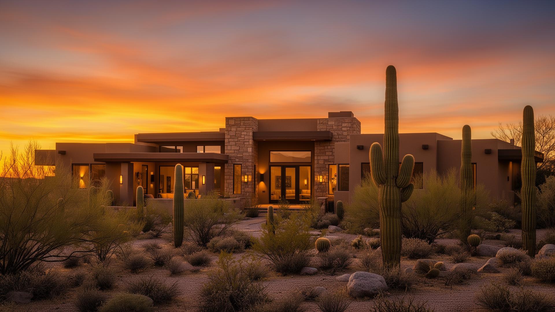 Arizona home at sunset